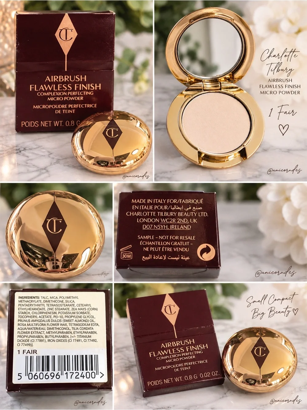 Charlotte Tilbury Airbrush Flawless Finish Powder 1 Fair 0.8g Mini